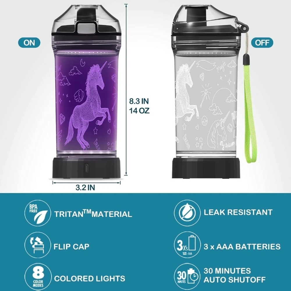 Unicorn Light Up Water Bottle